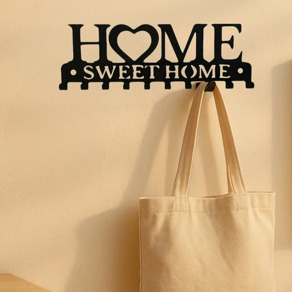 1 llavero negro montado en la pared, elegante organizador de entrada de Metal con ganchos para llaves, abrigos, sombreros, bufandas, duradero para pasillo