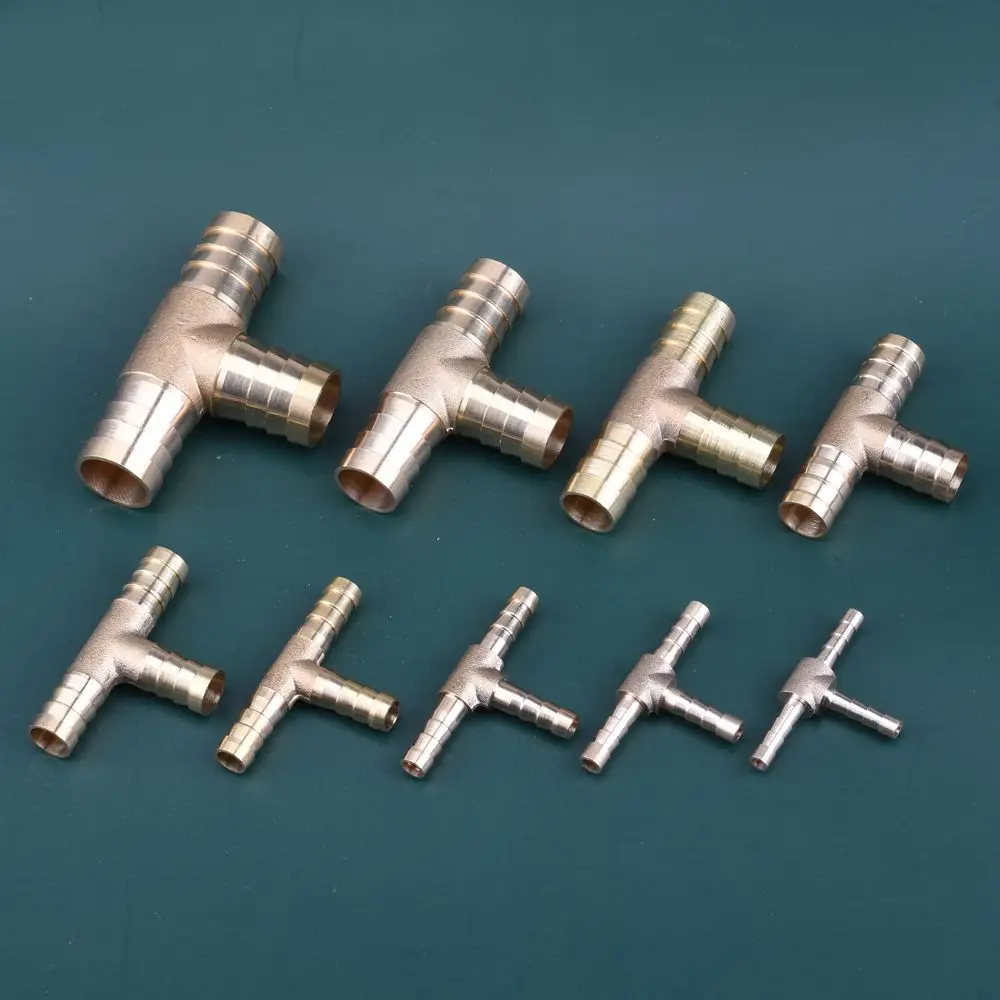 Brass T - type Hose Fittings with Barb Tail: Durable, Various Sizes from 4 - 25mm, Isometric & Reducing for Stable Connection
