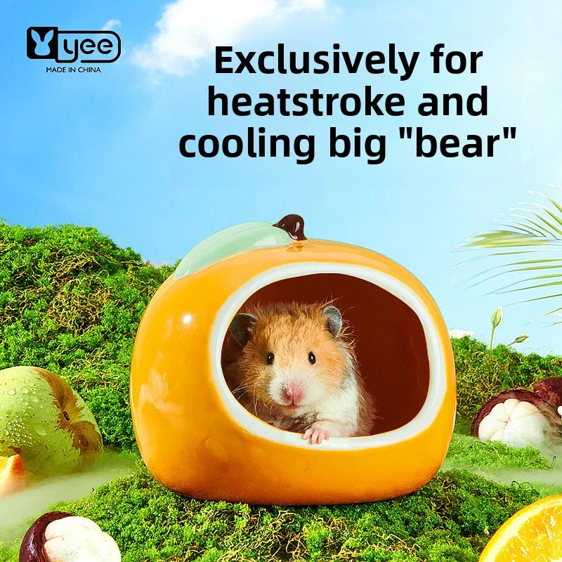 

YEE Ceramic Cooling Hideout for Hamsters-Natural Summer Shelter with Ice Pad for Syrian Hamsters,Pet Rats&Small Rodents