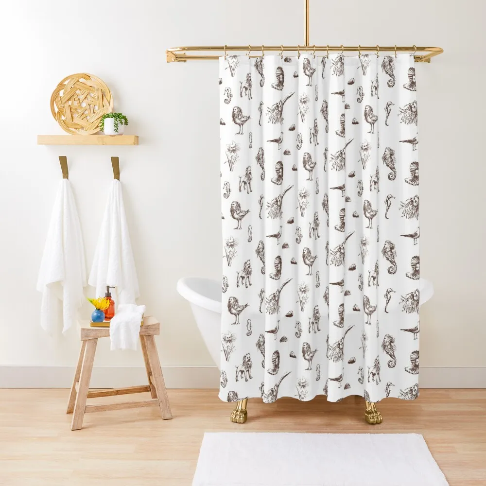 

Rent-Free Blackbeard Sketches - sepia Shower Curtain For The Bathroom Bathroom Deco Shower Set Curtain