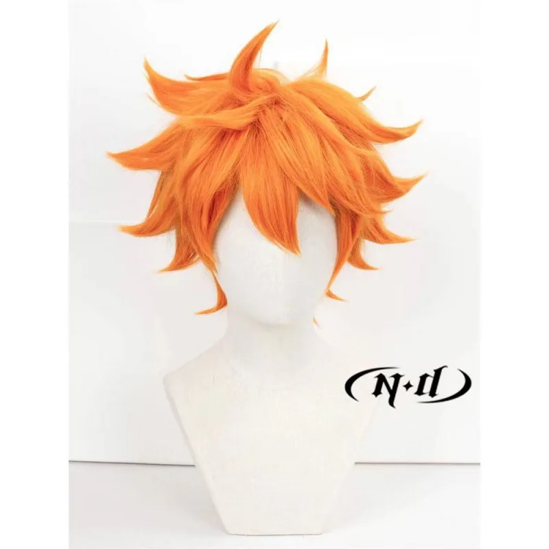 Peluca de cosplay de anime Hiyama Shoyo para niños de voleibol, pelo corto y puntiagudo naranja con estilo volteado