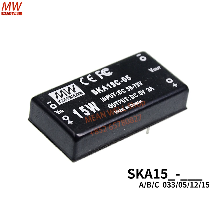 MEAN WELL Switching Power Module 9.9~15W DC-DC Regulated Single Output Converter SKA15A-05 SKA15B-05 SKA15B-12