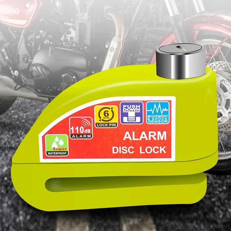 Motorcycle Scooter Bicycle Alarm Lock Wheel Disc Brake Waterproof Anti-Theft Aluminum Alloy Safety Brake Lock Moto Aaccessories