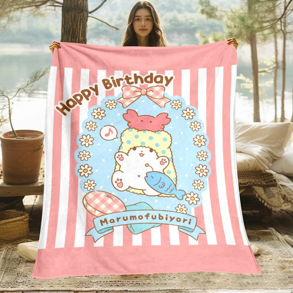 Sanrio Marumofubiyori Cute Cartoon HD Art Print Blanket. Oversized Sofa Soft Blanket Soft Warm Flannel Blankets Gift Household