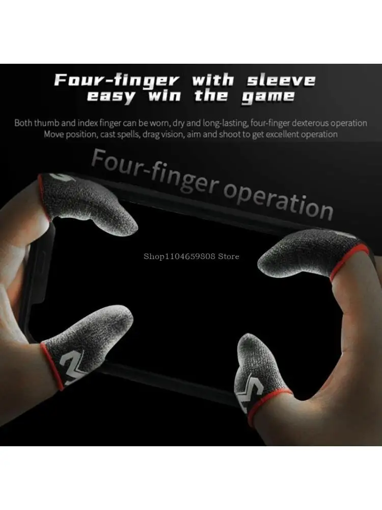 

2 Pcs Phone Games Sweat-Proof Finger Gloves Thumbs Finger Cover Anti-slip Cot