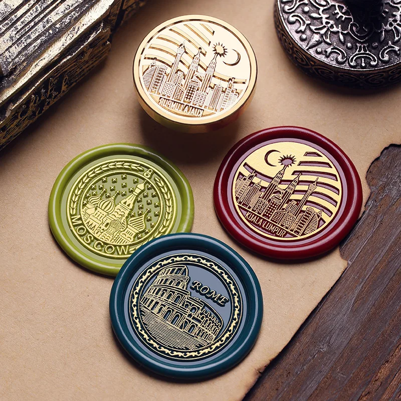 City Landmark Series Vintage Sealing Wax Stamp Wax Seal Stamp Head For DIY Scrapbook Envelopes Invitation Cadrs Craft Gift Decor