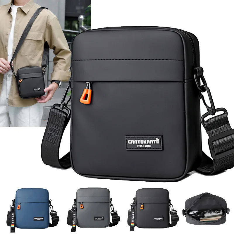 PU leather men's mini crossbody bag, light and simple, commuting waterproof travel single-shoulder bag