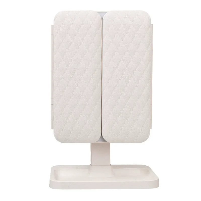 Portable Folding Design LED Three Sided Makeup Mirror with Adjustable Stand for On-The-Go Beauty Travel Vanity Cosmetic Mirror