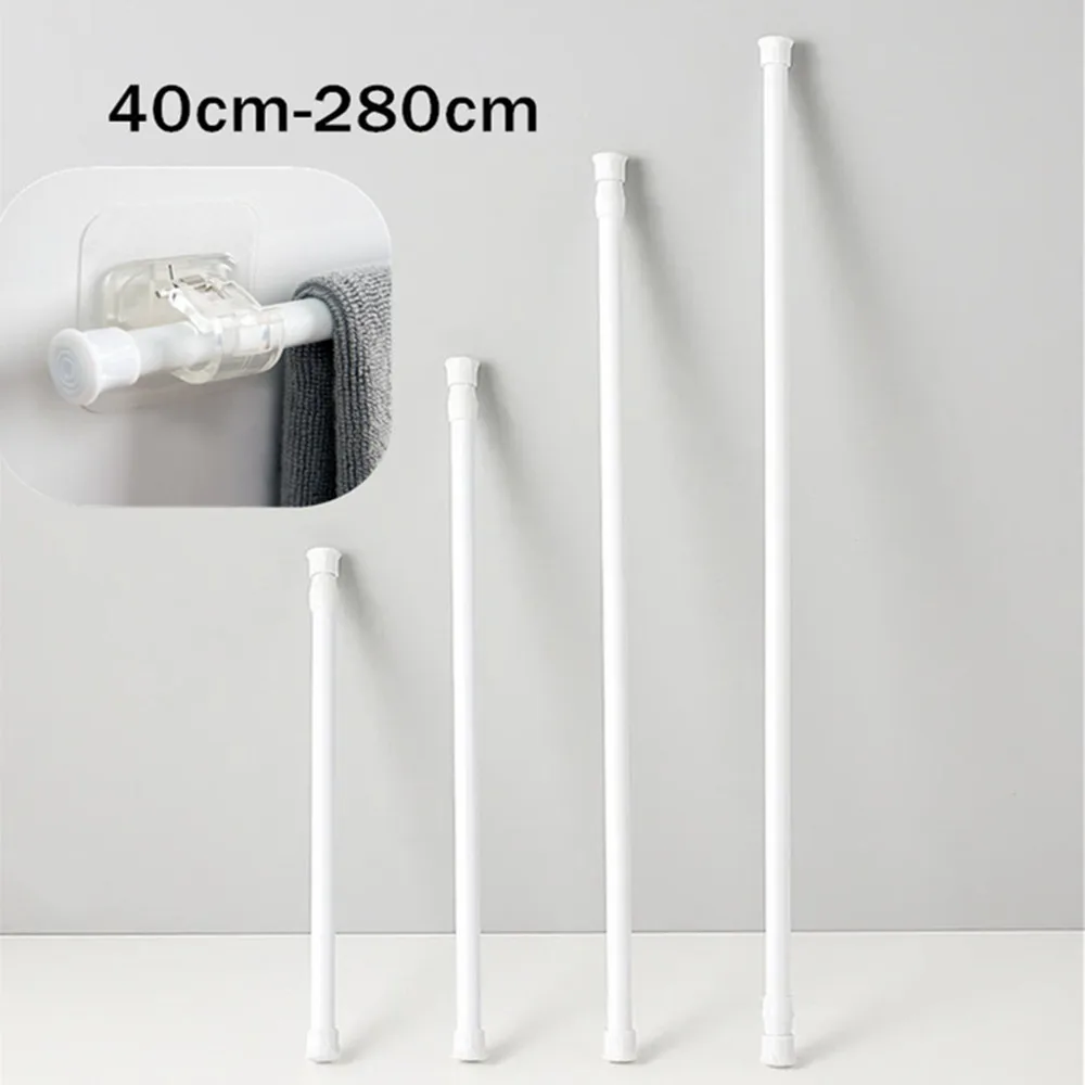 40-280cm Adjustable Curtain Rod Spring Loaded Extendable Telescopic Poles for Bathroom Bar Shower No Drilling Hanging Rods