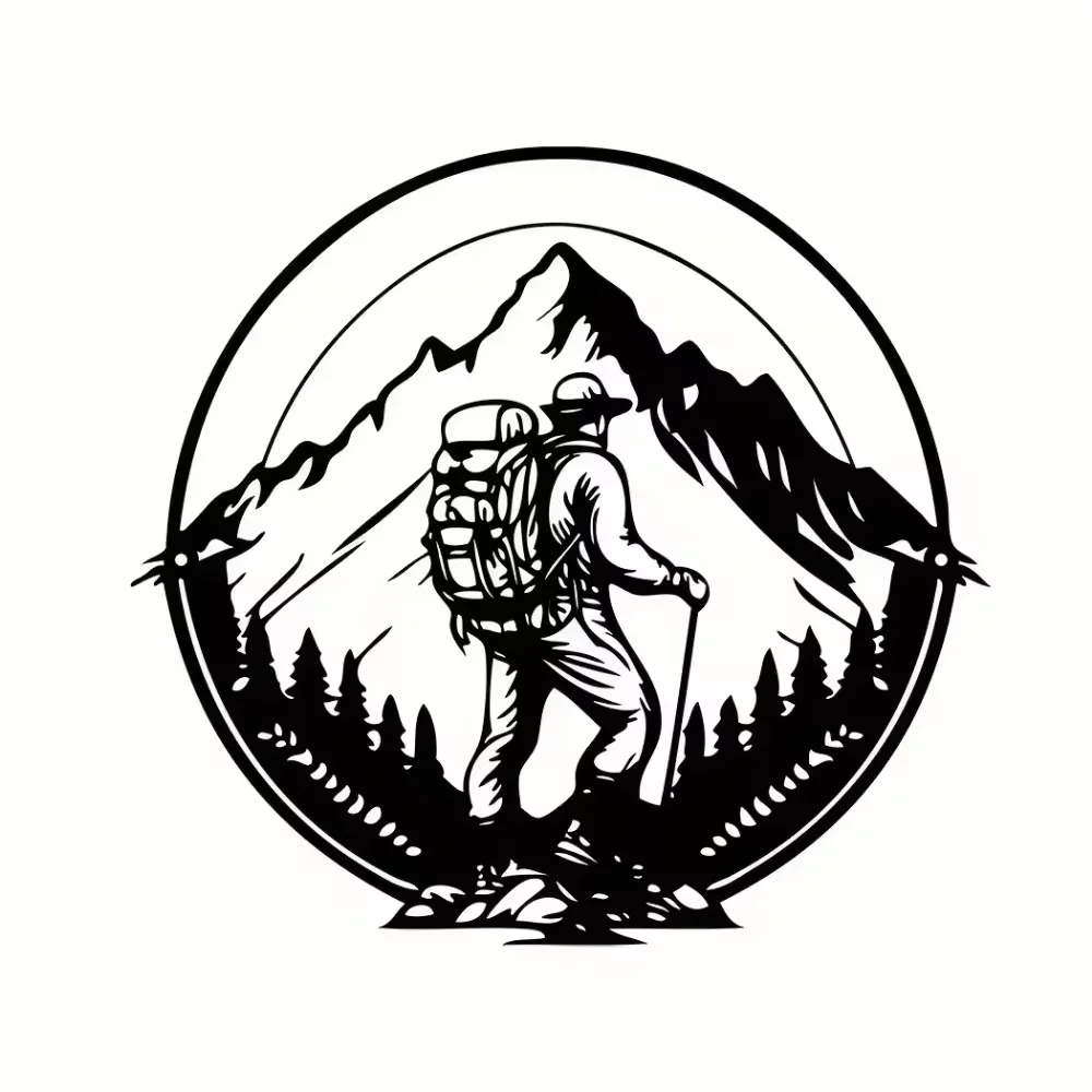 CIFBUY Mountain Climber Metal Wall Art Round Climbing Sign Iron Hanging Sculpture Indoor Outdoor Home Gym Decor Unique Gift