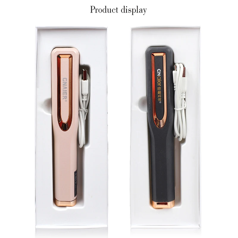 Luccica ความร้อนตรงแปรงผมจัดแต่งทรงผมได้อย่างรวดเร็วแบบพกพาไร้สายผมแบนเตารีด Straightening Comb USB แบตเตอร...