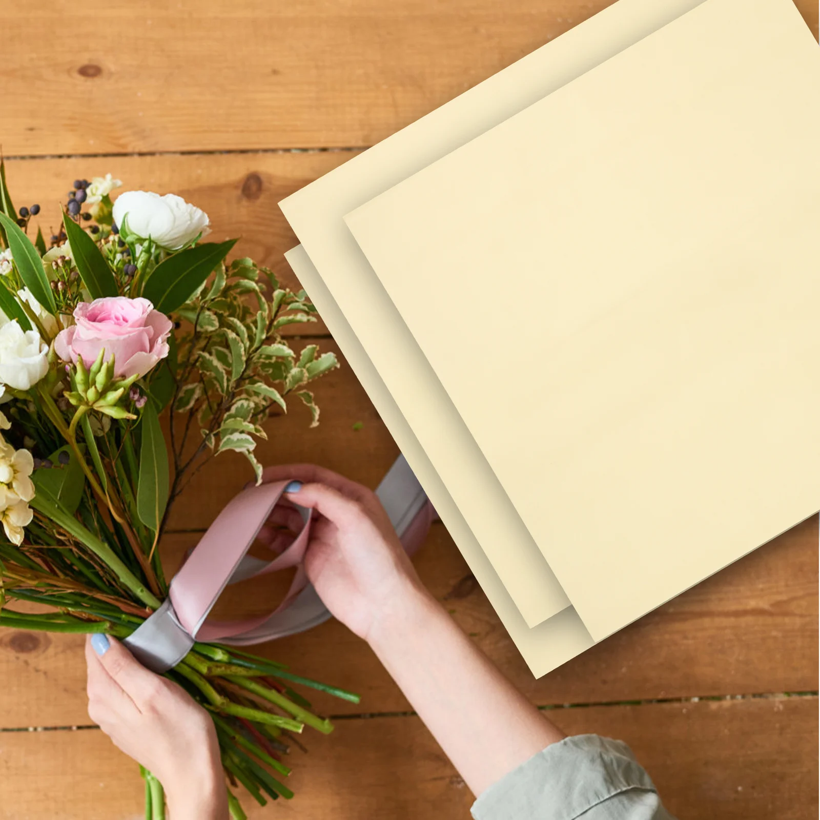 

20pcs Pearlized Bouquet Wrapping Paper Thick Opaque Floral Craft Paper For Gift Box Diy Flower Packaging Decoration Supply