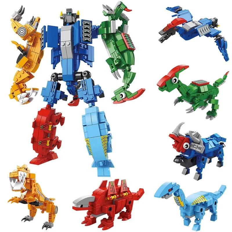 6-in-1 deformation robot assembly of building blocks STEM Dinosaur Blocks puzzle children\'s toys For Kid Gift