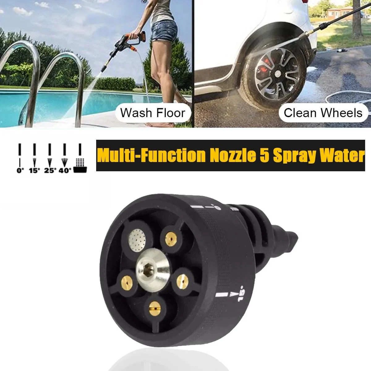 

Multi-Function Nozzle 5 Spray Water High Power Washer Cleaner Tool For WORX Hydroshot WG629 WU629 WG630 Car Accessories