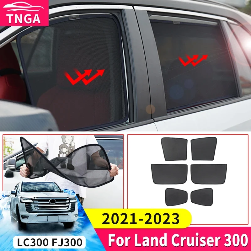 

6-Piece Sunshade Net Curtain For Toyota Land Cruiser 300 Lc300 2021-2023 Accessories Breathable Sun Protection Curtain Cover