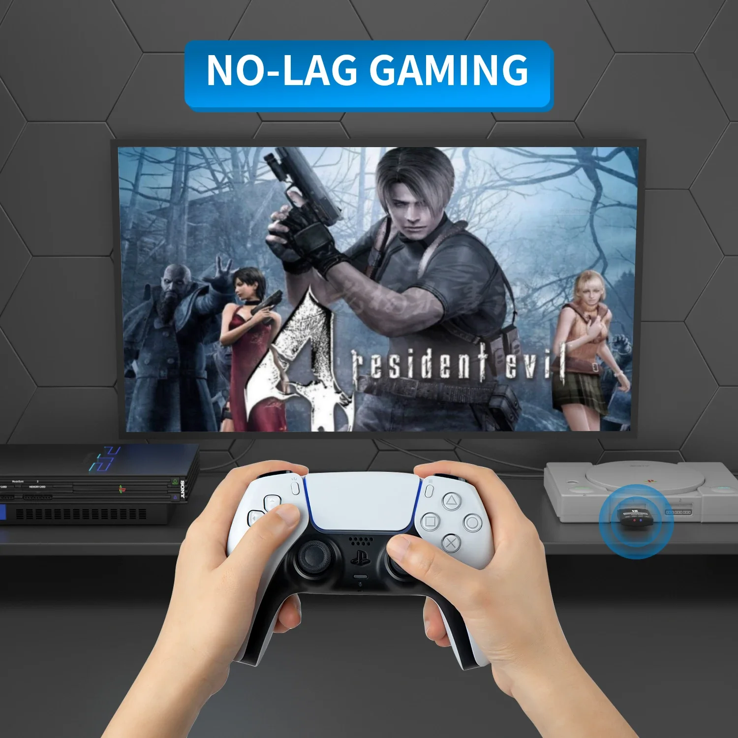 Adaptador de controlador inalámbrico RGEEK, convertidor de controlador inalámbrico para consola PS1/PS2, Compatible con PS4/PS5, Switch Pro, Xbox