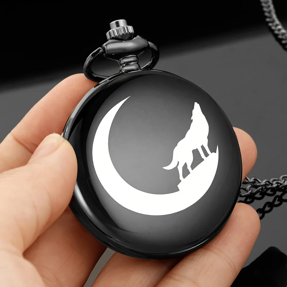 Wolf Moon Night Pocket Watch para Jovens, Enviar Meninos, Personalidade Criativa Presente, Pessoas Matam, Juventude, Relógio de Bolso