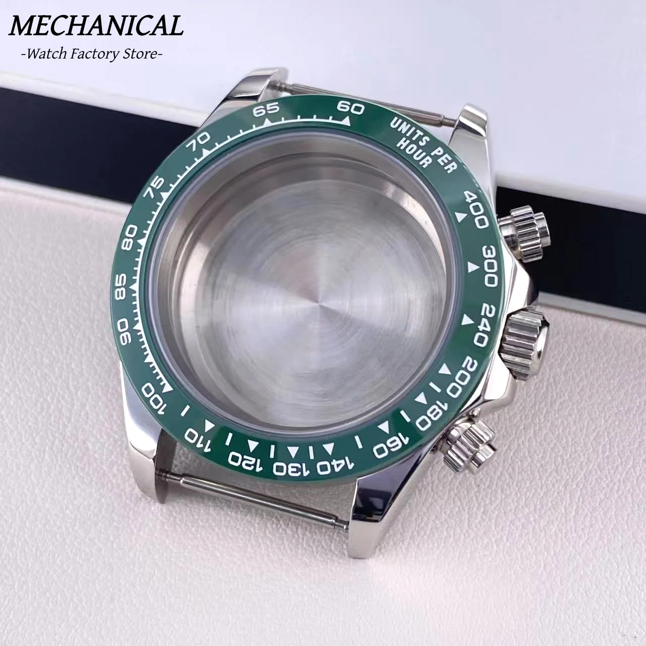 39 mm VK63 Uhrengehäuse mit Keramiklünette und Saphirglas, Edelstahl, Herrenuhr-Zubehör für VK63 Quarzwerk – Detail 19