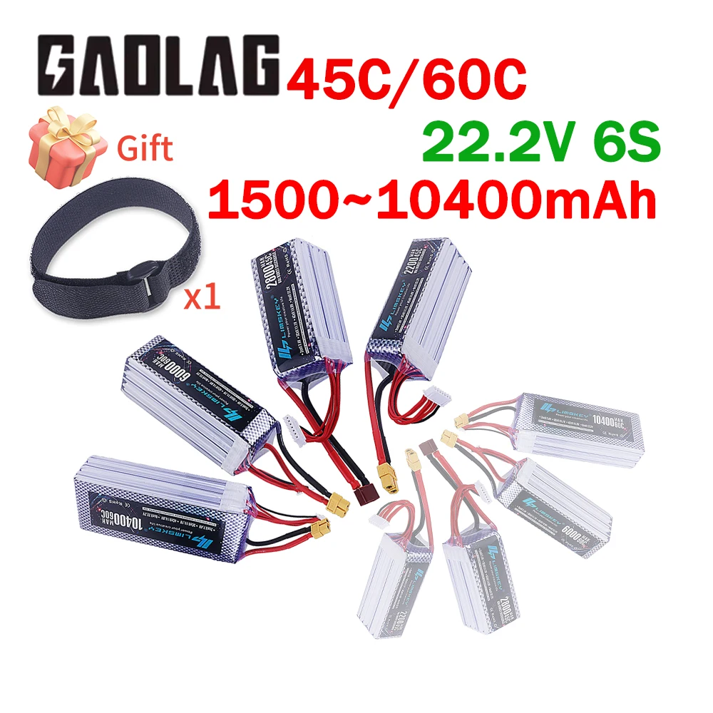 6S Batteries 45C/60C 22.2V 1500mah 2200mah 2800mah 3300mah 5200mah 6000mah 10400mAh Lipo Battery T/XT60 Plug For RC Drone Car