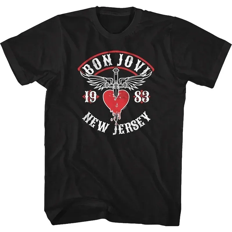 Hot Classic Hard Rock Band Bon Jovi Print T-Shirt, Unisex Oversized Harajuku Style Cotton New Summer Women And Men T-Shirt