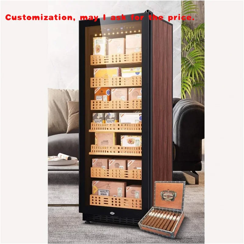 

custom.1800 Pcs Big Cigar Cabinet Digital Display Cedar Wood Shelves Compressor Cigar Store Commercial Cigar Cabinets