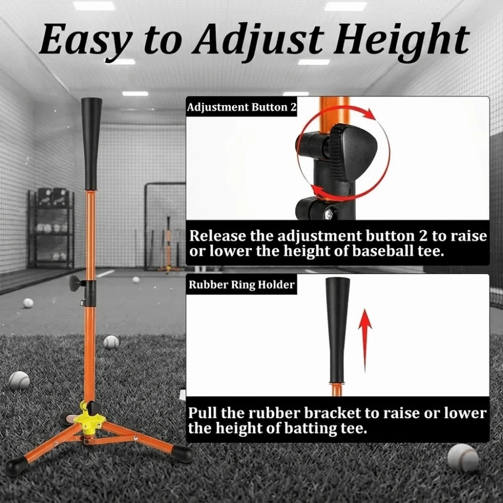 Adjustable Baseball Batting Tee Height 23 to 39 inches Multi-Sport Pickleball Training Stand Portable Hitting Training Tee