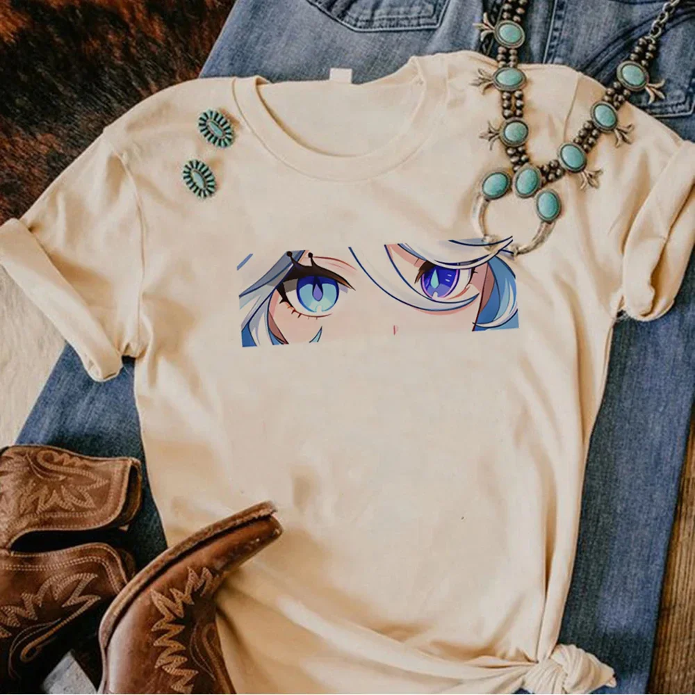 Genshin Impact Furina T-shirts Women Comic Y2K Anime Tshirt Female Designer Funny Clothes