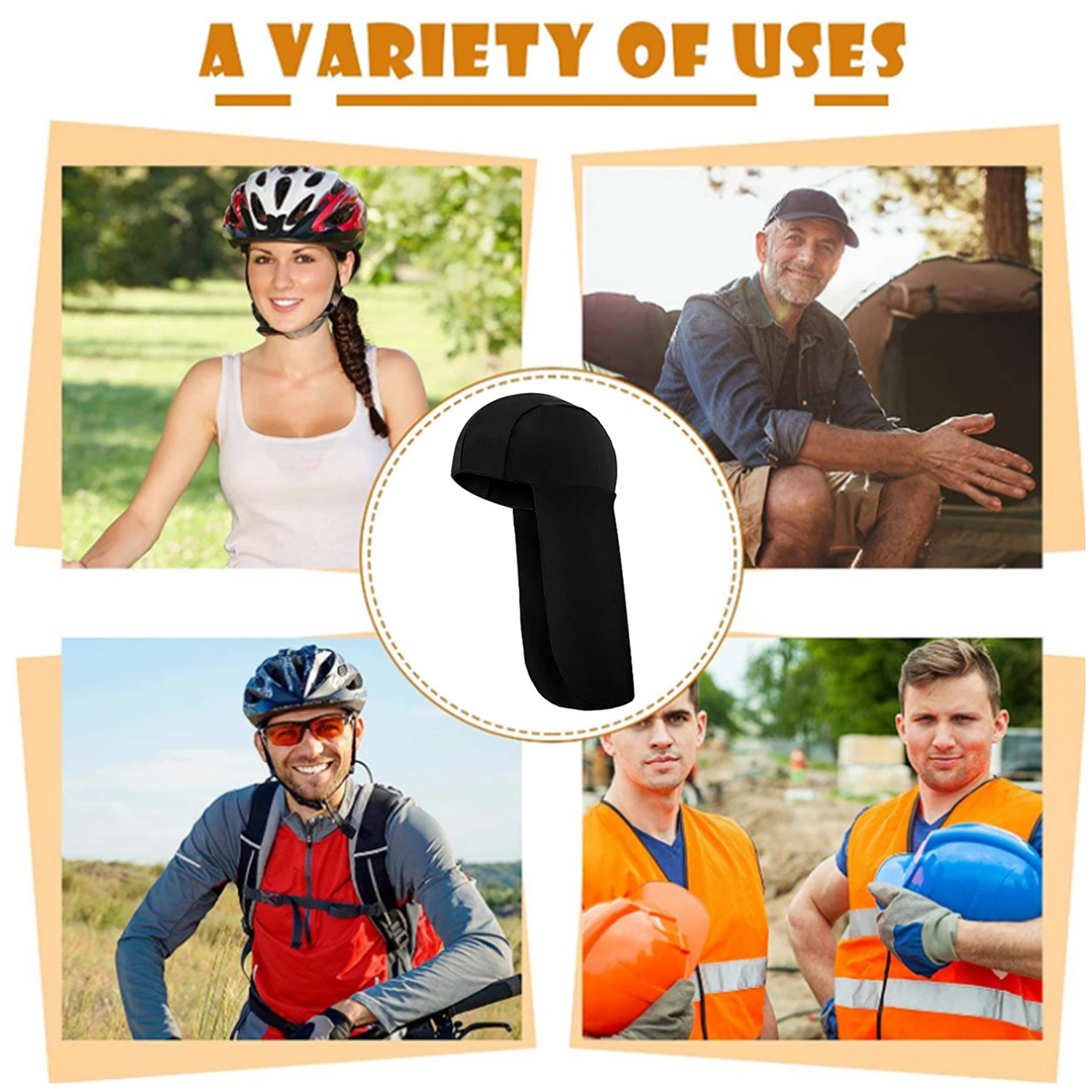 Cooling Cap Elastic Sun Shade Hat Neck Shield Plastic Hard Hat Neck Shade Elastic UV Protection Neck Protector Cycling Caps