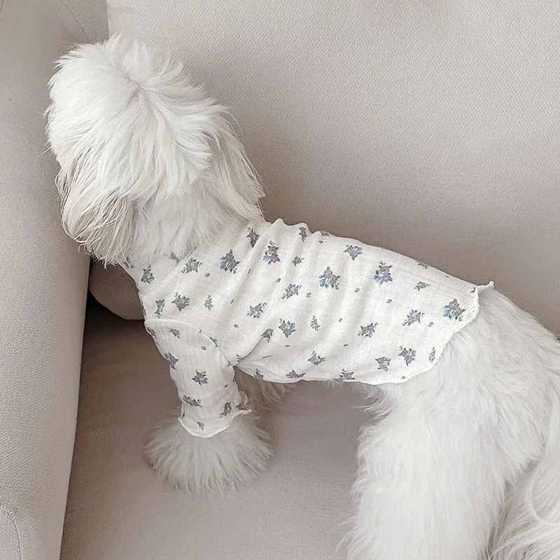 Small Floral Base Coat Small Dogs Clothes Teddy Bear Cat Spring and Summer  Puppy Clothes Dog Summer Clothes Dog Shirt