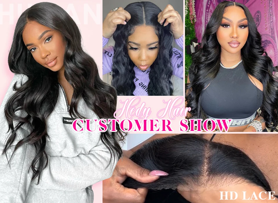 Karyssa Body Wave 13x6 13x4 HD Transparente Lace Frontal Perücke Echthaar 220 Dichte 30 36 Zoll Wasserwelle Schwarz für Frauen – Detail 6