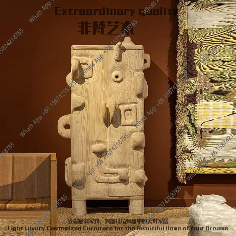 XArt Light Luxury Creative Solid Wood Dining Side Cabinet Villa Luxury House Personalized High Cabinet Multi-functional Modern
