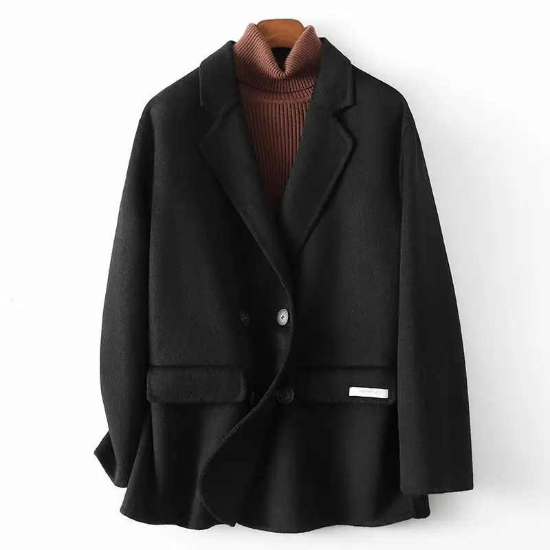 100% Wool Women\'s Suit Spring Autumn 2023 New Double-Sided Gilr Woolen Coat Winter Casual Office Lady Blazer Fashion Tops