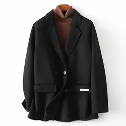 100% Wool Women's Suit Spring Autumn 2023 New Double-Sided Gilr Woolen Coat Winter Casual Office Lady Blazer  Fashion Tops