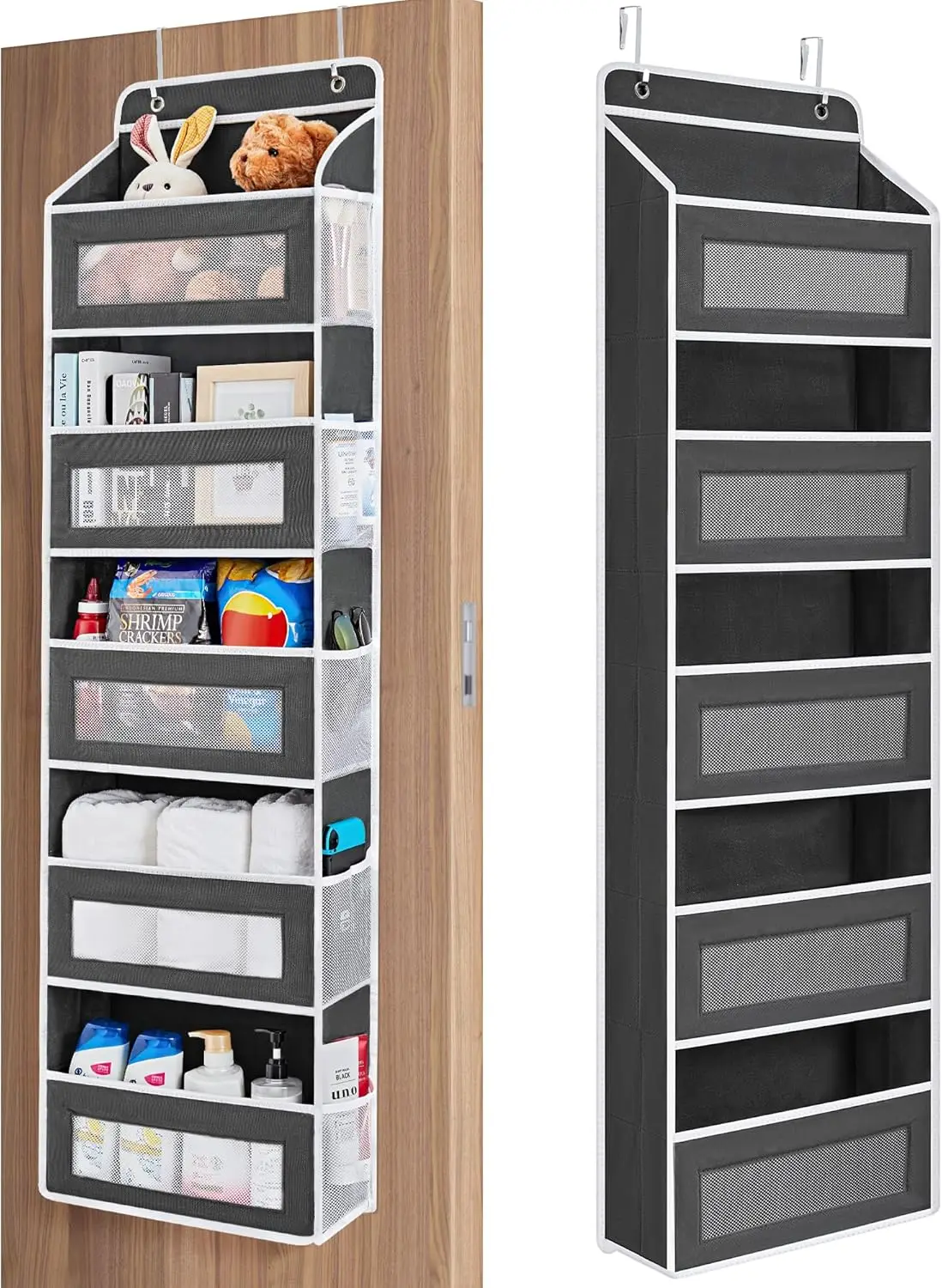 

Over the Door Organizer Storage, 5 shelf Hanging Organizer with 5 Large Capacity Pockets, Anti Tilt 44 lb Load Behind Door St
