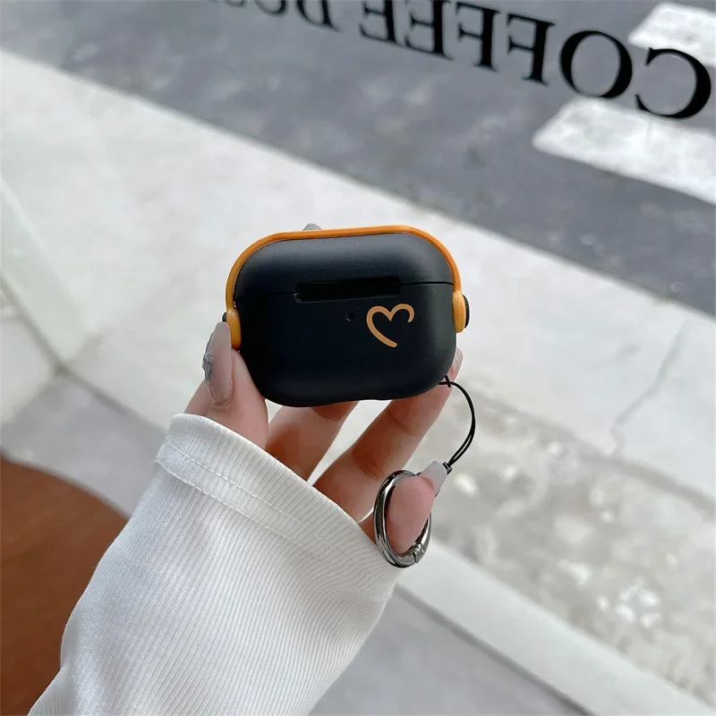 Fashion Simplicity Orange Love Bluetooth Headphone Case For Airpods 1/2/3/Pro/Pro2 Headphone Case Airpods Accessory