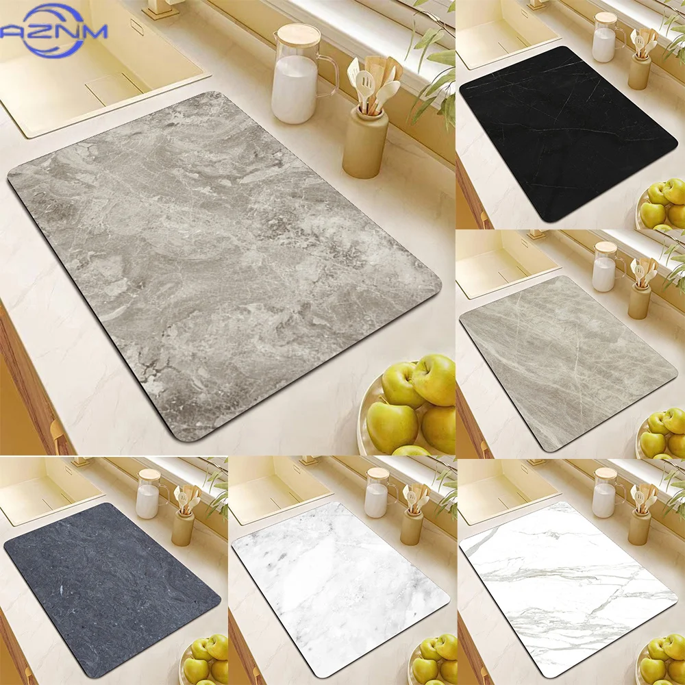 Minimal Marble Grain Drainage Mat Quick Dry Table Drying Pad Counter Protector For Kitchen Sink & Washing Machine Cover Mat