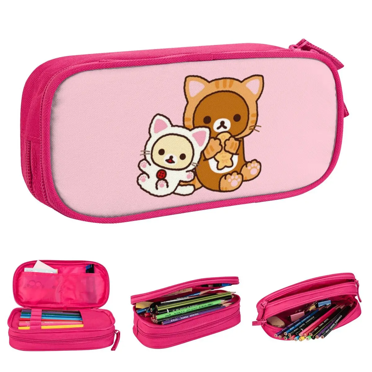 

Fun Rilakkuma Korilakkuma Pencil Cases Pencil Pouch Pen Holder for Girl Boy Large Storage Bag School Supplies Zipper Stationery