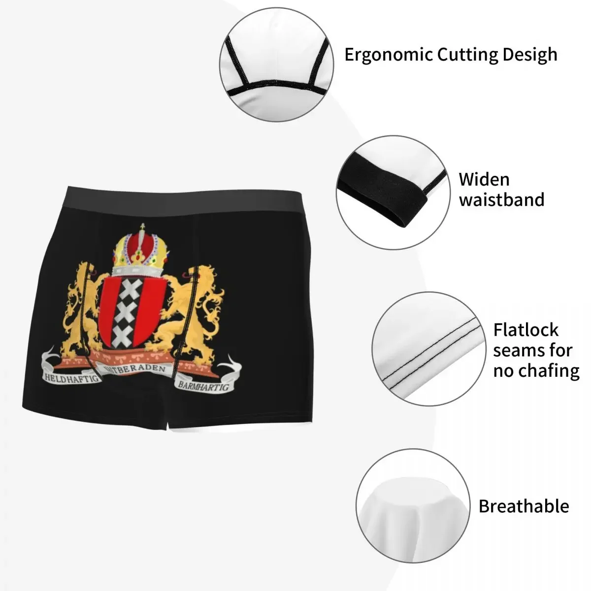 Amsterdam Wapenschild Boxershorts Voor Mannen 3D Gedrukt Mannelijke Nederland Vlag Ondergoed Slipje Slips Ademende Onderbroek