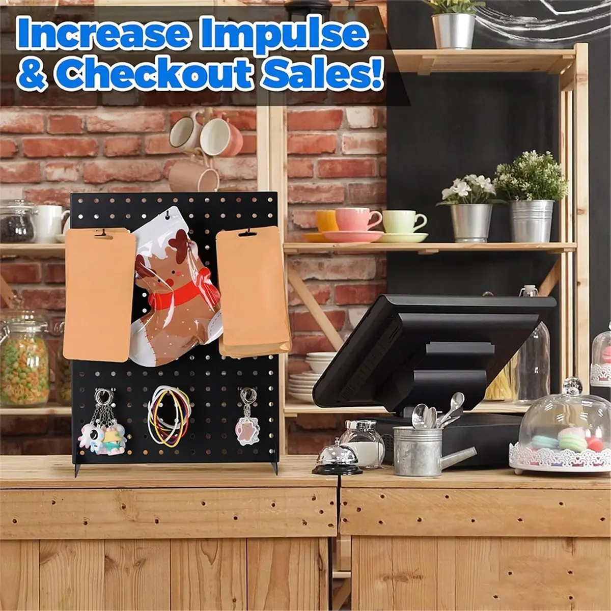 Pegboard Display Stand Metal Product Merchandise Display Rack with 12 Peg Hooks for Craft Shows, Retail Shops & Events