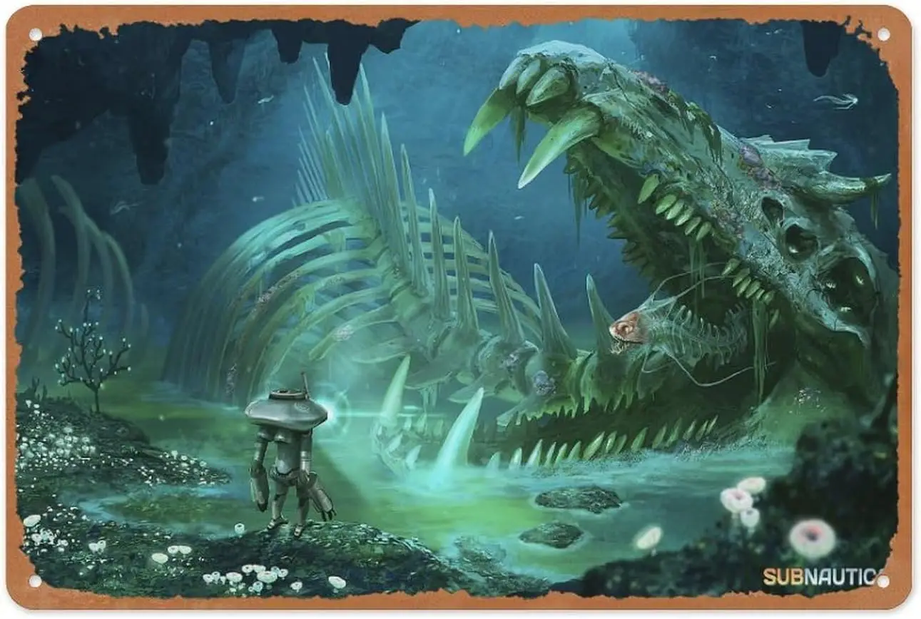 Retro Game Metal Sign - Subnautica Ocean Depth 2-8x12 Inch Video Game Wall Art | Console Classic Decor for Gaming Dens
