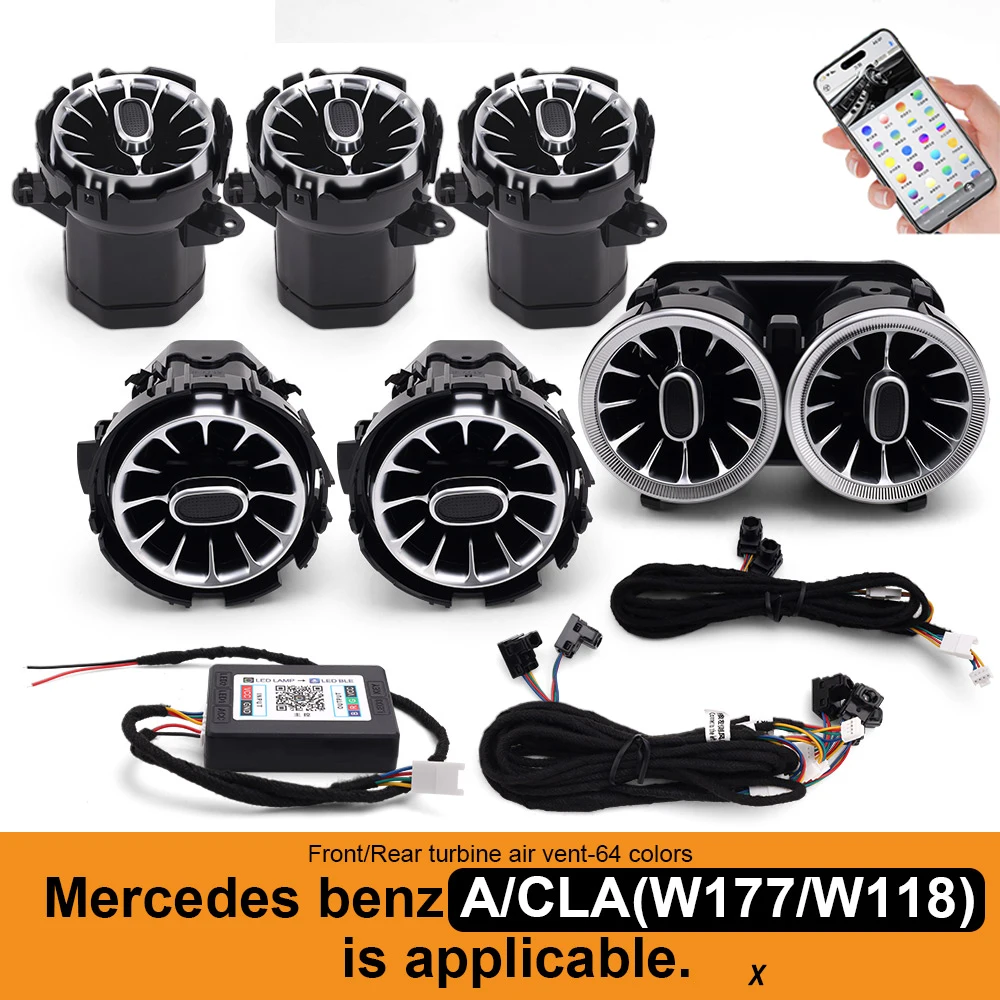 Für Benz W205 C-Klasse GLC X253 W213 E W222 S C117/GLA X156/W176 W177 C118 Turbinendüsen-Luftauslass mit Ambientelicht Auto-Nachrüstsatz