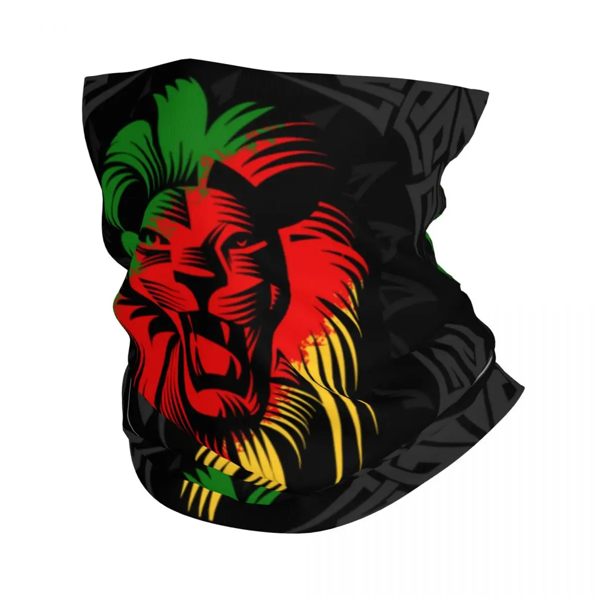 Rasta Lion Tribal Bandana Neck Gaiter Printed Reggae Jamaican Wrap Scarf Warm Face Mask Cycling Unisex Adult Breathable