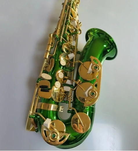 Alto Saxophone E-flat Blue Lacquer Bright Brass Carved Saxophone Wind Instrument Learning SAX