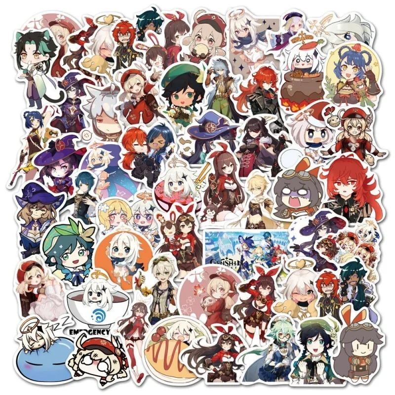 

10/25/50Pcs Game Genshin Impact Anime Stickers Cartoon Stickers Waterproof Water Cup Refrigerator Skateboard Suitcase Cute Decal