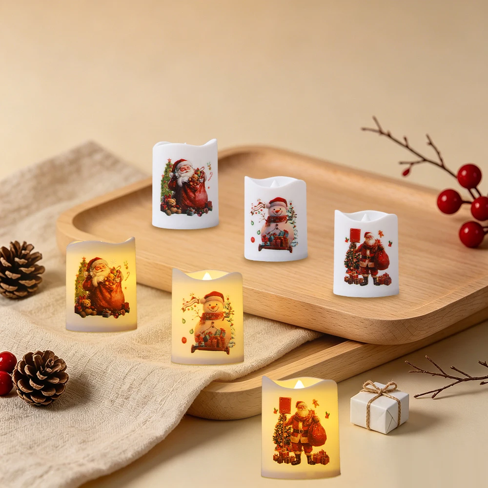 6pcs/12pcs Christmas LED Mini Candle lights, Christmas Eve Decor Small Candle Light for Christmas, New Year Atmospheric Decor