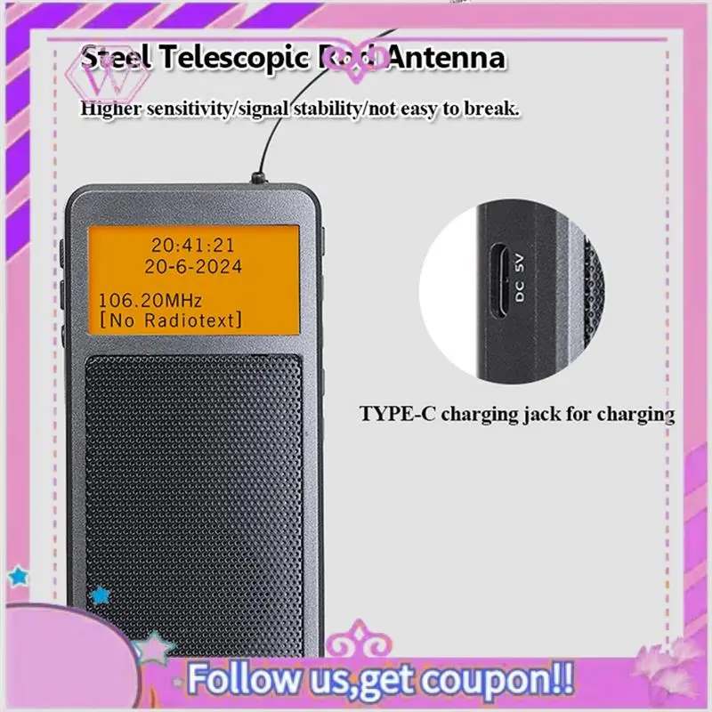 

Latest Portable Bluetooth Radio Pocket Mini FM Stereo Radios Wireless Bluetooth Speaker With Alarm Clock For Elder Outdoor