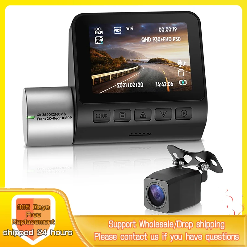 

A50 Dash Cam 4K 1944P ADAS Car Dash Camera /Rear Car DVR Front 2K Rear 1080P Dual Sight Cam 24H Parking monitoring