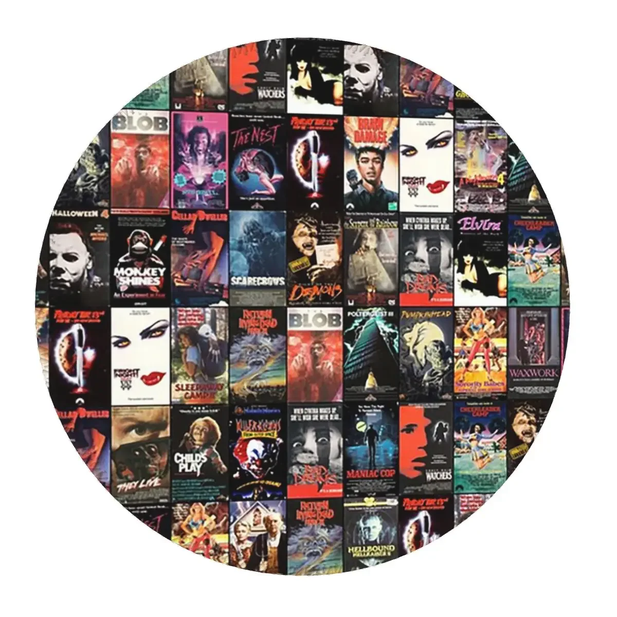 RETRO HORROR VHS ARTWORK - 1988 Round Mouse Pad Computer Keyboard Mouse Mat Gamer Laptop Desk Mat Office Accessories Table Mats