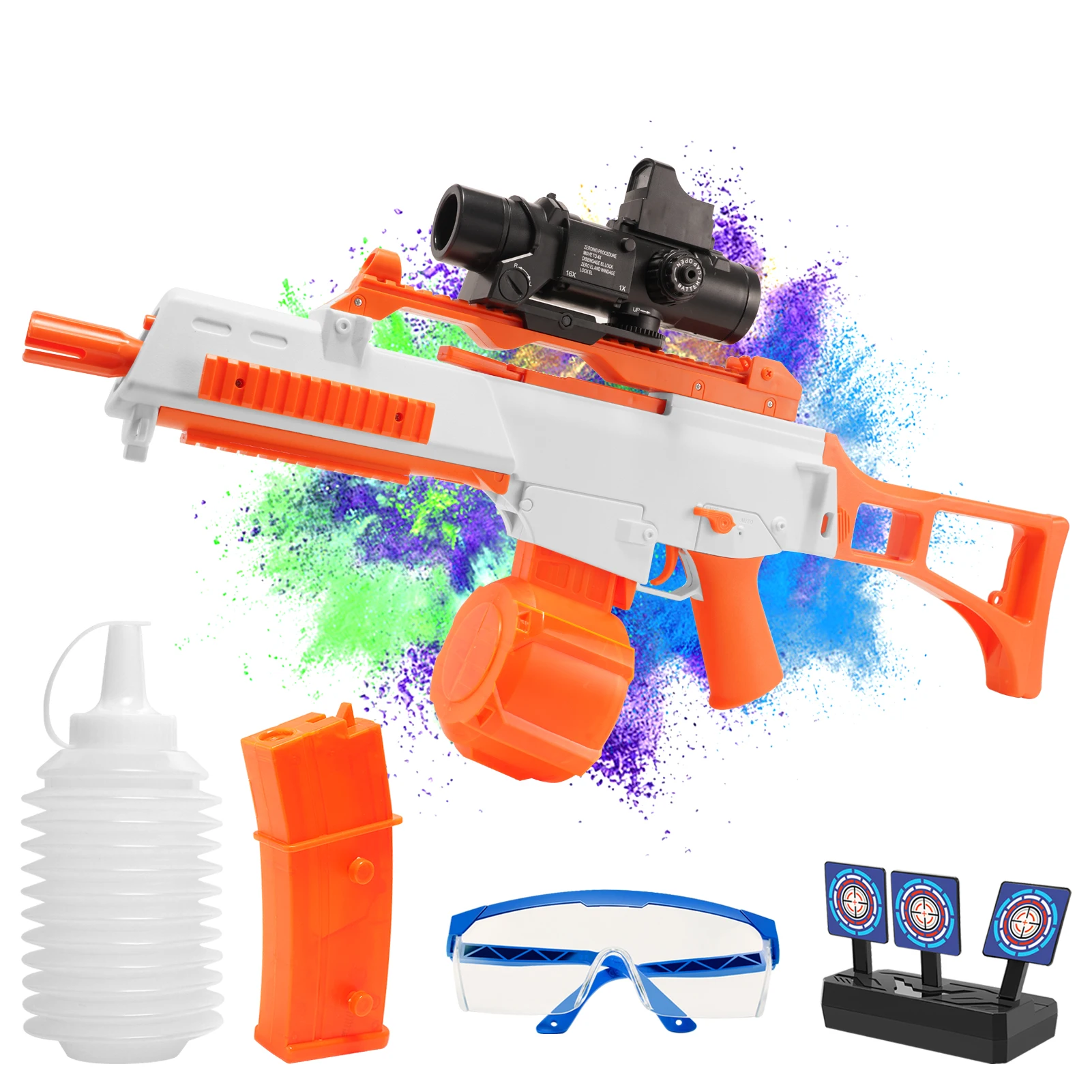 G36C Electric Gel Balls Blaster Gun Toys, Automatic & Manual Dual Shooting Modes Water Bullets Splatter with Large Magazine