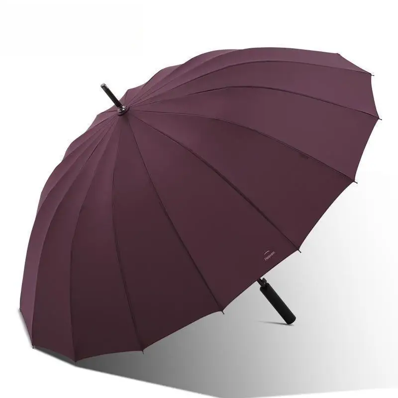 16-rib Steel Reinforced Long Straight Handle Semi-automatic Umbrella Rainproof Windproof Sturdy Men's Business Golf Umbrella